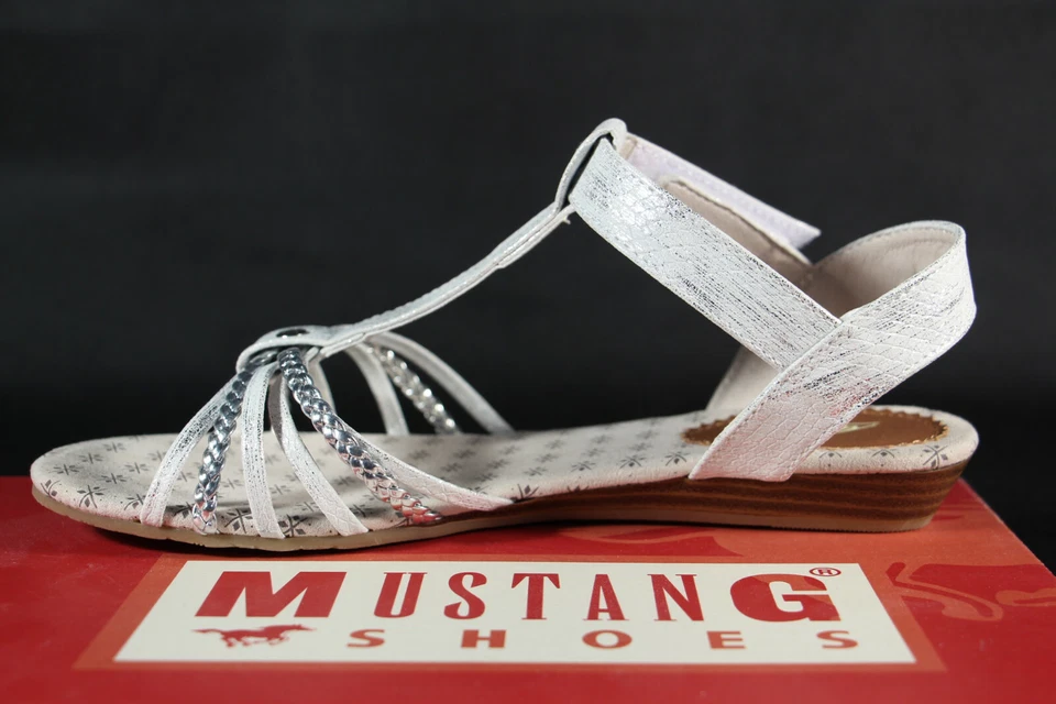 Mustang Ragazza Sandali Sandalo Col Tacco Alto Sandaletti Argento Nuovo - Immagine 3 di 4