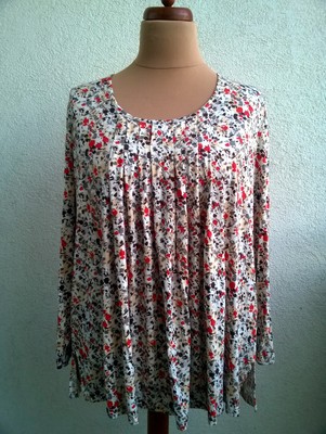  New  DAXON PARIS Viscose Strech Top Shirt  Blouse 22W 24W 2X 3X white flowers
