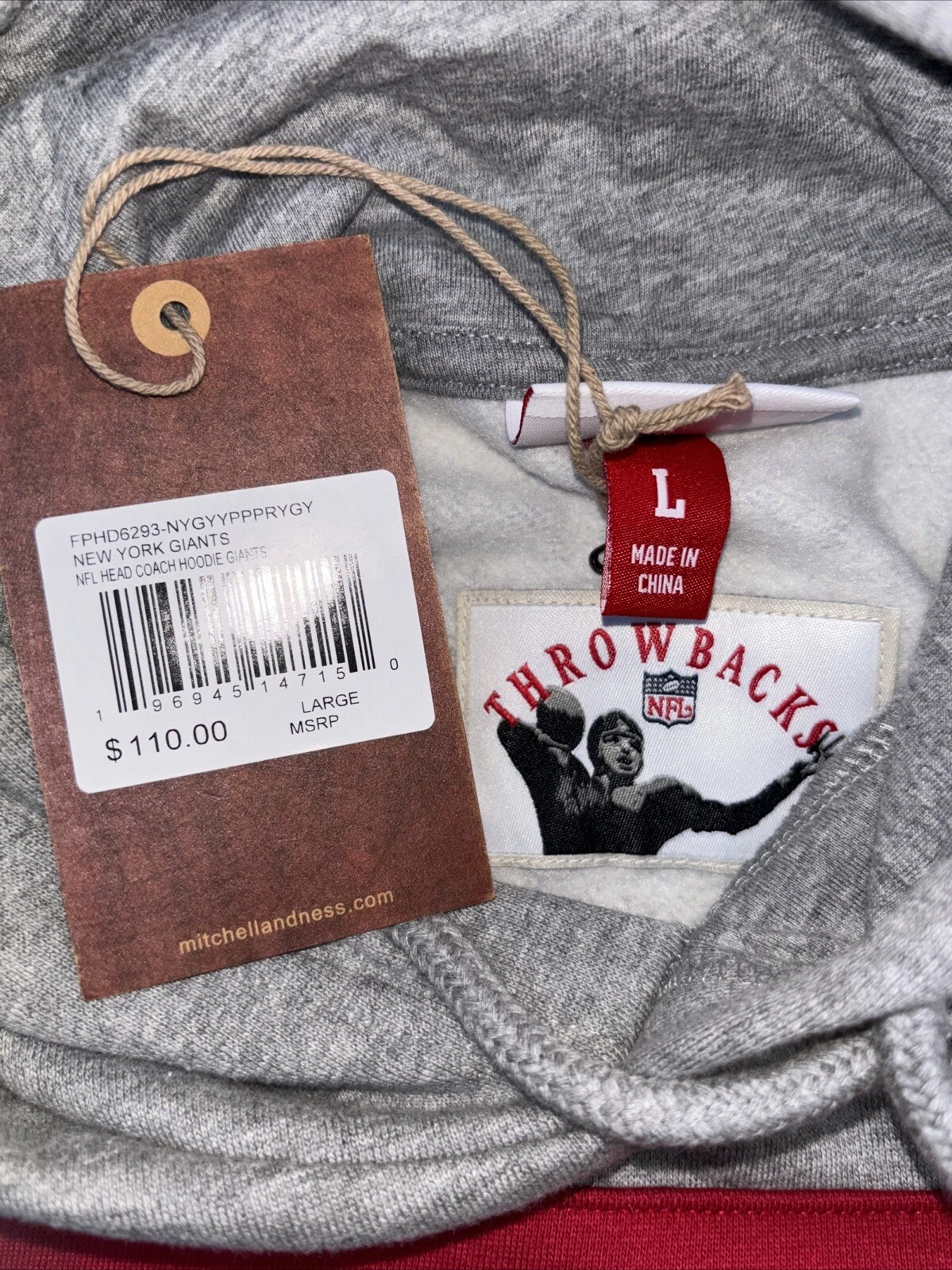 Felpa con cappuccio Mitchell & Ness New York Giants Head Coach nuova con etichetta grande prezzo al pubblico consigliato $110