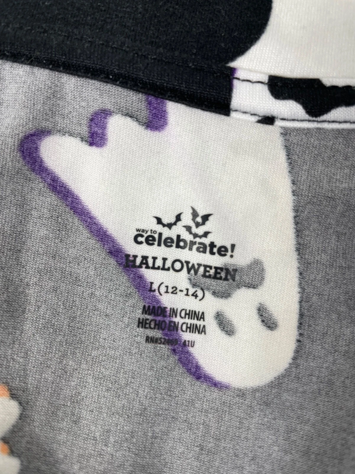 Womens Ghost Print 2-Piece Pajama Set Large 12-14 Top & Shorts