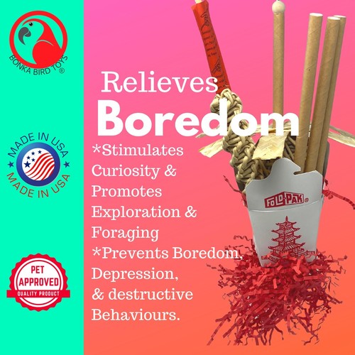 Bonka Bird Toys 2336 Chopsticks Medium Foraging Chew Shred Parrot Cage Toy Pet - Picture 5 of 7