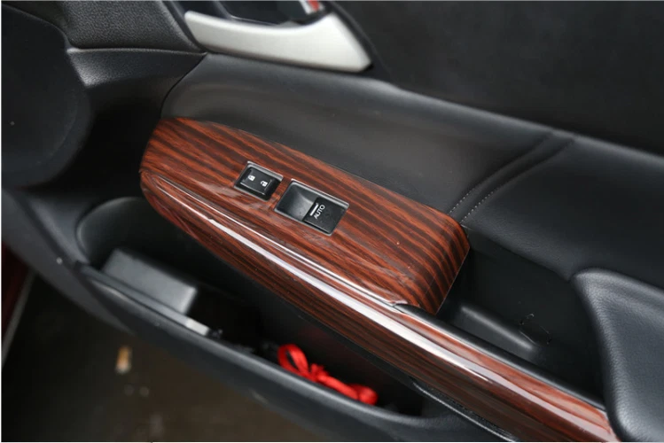 Interruptor de elevación de ventana de madera roja para Honda Accord Crosstour 08-2013 botón cubierta embellecedor Foto 3 de 4