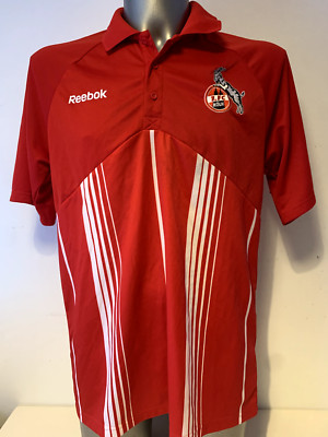 FC Köln Erwachsene Large Polo Training Reebok Shirt Trikot Fußball Soccer 42'' Top
