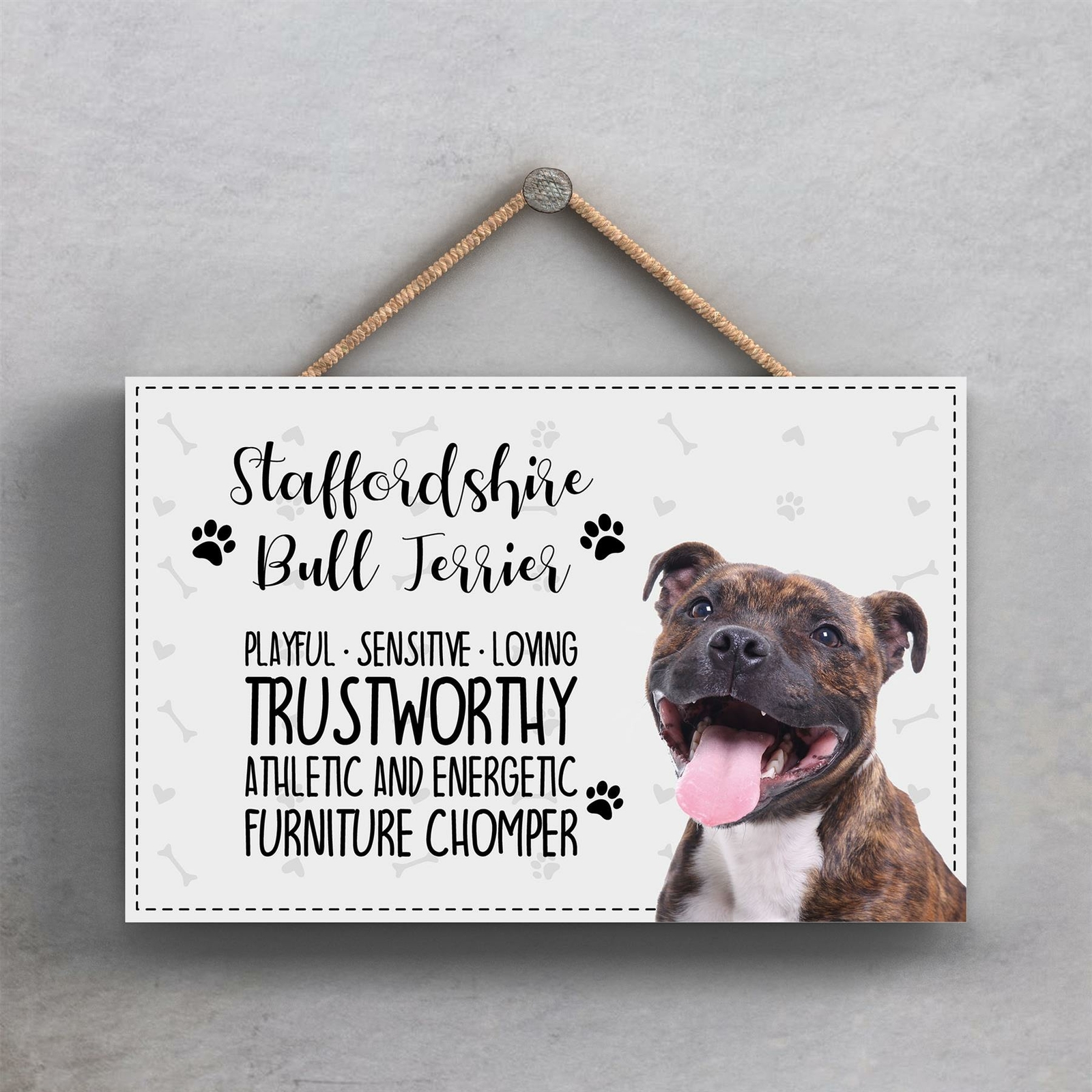 Pets & Paws - Rope Plaque Staffordshire Bull Terrier Characteristics