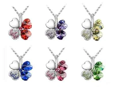 Kette mit Anhänger Klee Kleeblatt Kettenanhänger Edelstahl lila blau rot pink - Bild 1 von 3