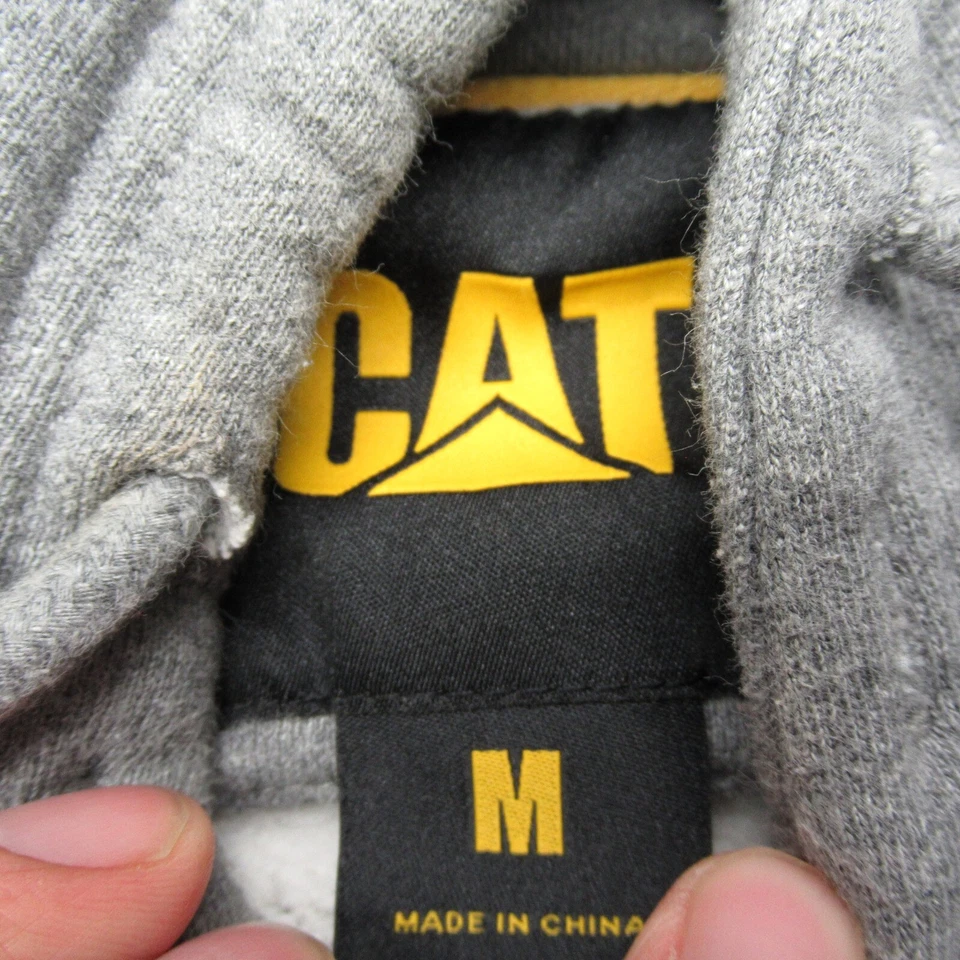 CAT Sudadera con Capucha Mujer Gris Medio Bolsillos Polar Peso Pesado Pullover Sudadera Foto 4 de 4