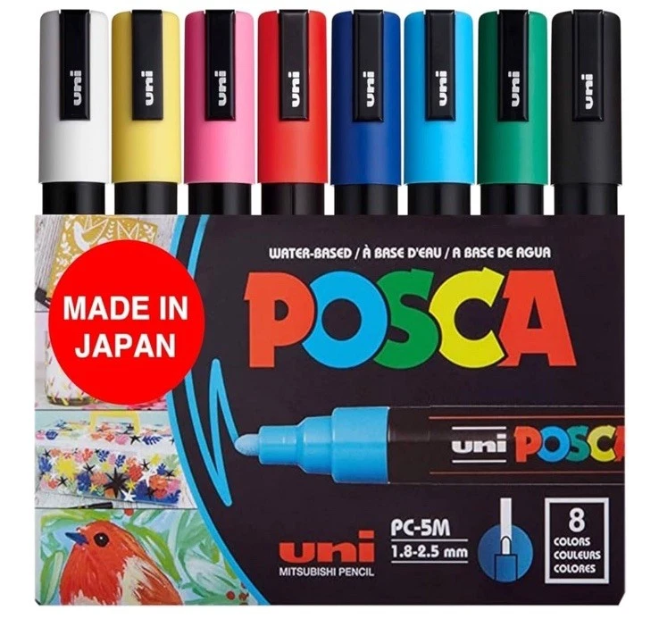 POSCA 8-Color Paint Marker Set, PC-5M Medium