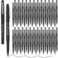 Fuyoooo 50 Pcs Felt Tip Pens Bulk Medium Point 0.7mm Marker Pen Fine Black