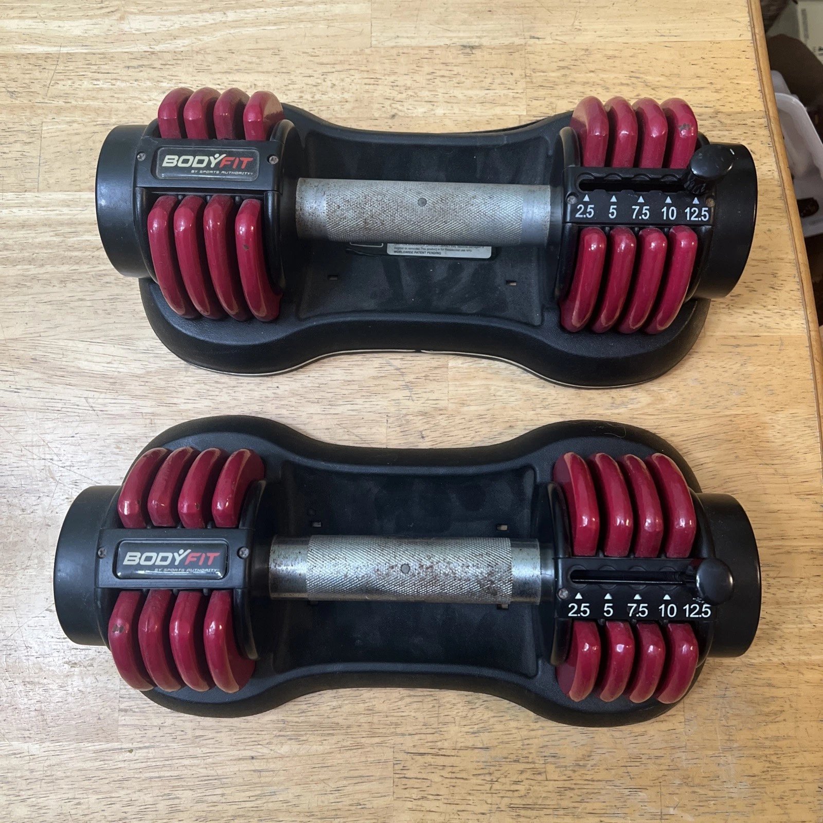 Set Of 2 Body Fit By Sports Authority 2.5-12.5 Pound Adjustable Dumbell
