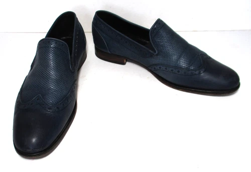 Baldinini Blue Soft Leather Shoes Loafers Men's 42 1/2 EU 9 1/2 - product listing photo