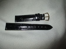 hadley roma watchstrap watch band strap 18mm gold genuine leather croco black