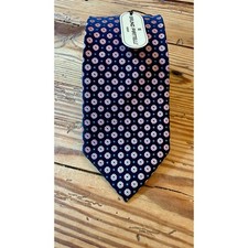 Bruno Piattelli Made in Italy 100 Navy  Pink Geometric Tie NEW