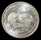 1974 WORLD TRADE UNIT  1oz 999 FINE SILVER ART ROUND