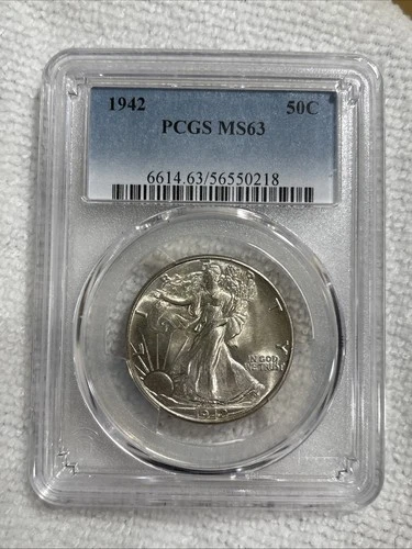 GRADED 1942 Walking Liberty Half Dollar PCGS MS 63 Silver American Coin