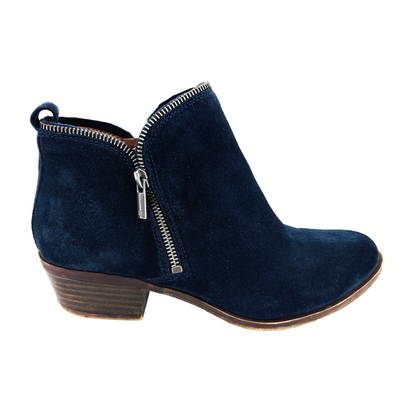 Womens 8.5 M Lucky Brand Bartalino Blue Suede Leather Double Zipper Ankle  Boots | eBay