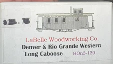 La Belle HOn3 -129 Long Caboose D&RGW  NOS