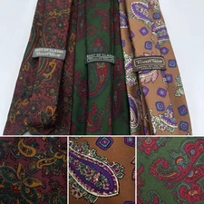 ROBERT TALBOTT VINTAGE NECKTIE LOT PAISLEY ITALY ENGLAND USA GREEN BURGUNDY TIES