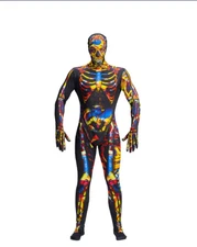 Morph costumes Psychedelic colorful skeleton Morphsuit Adult Unisex Size L/XL