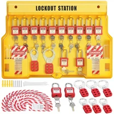 Uimoso 60PCS Electrical Lockout Tagout Kit Safety Padlocks Hasps Tags Ties Board