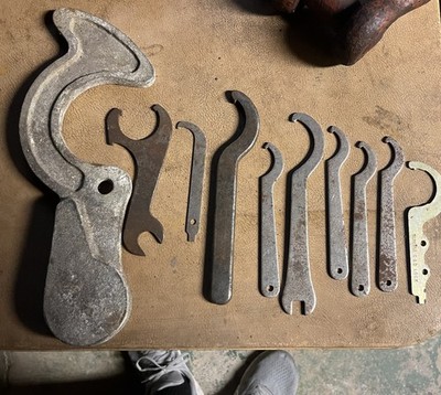 Lot 10 Heyco ? Hook Wrenches Large Spanner Tools set vintage antique 