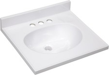 Design House Cultured Marble Vanity Top, 19" W x 17" D Oval Sink White 586172