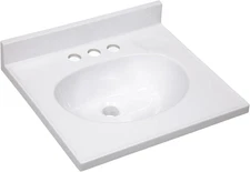Design House Cultured Marble Vanity Top, 19" W x 17" D Oval Sink White 586172