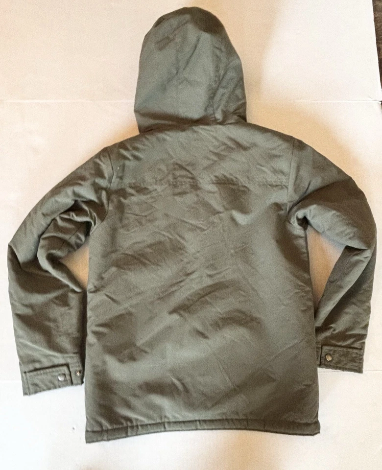 Patagonia Boys Infurno  Jacket Hooded Sherpa Lined In Khaki Size XL 14 - Image 4 of 4