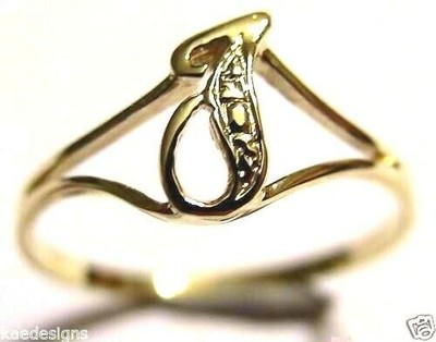 Zarter Initialenring 9 kt Gelbgold A,B,C,D,E,F,G,H,J,K,L,M,N,O,P,R,S,T,U,V,W,