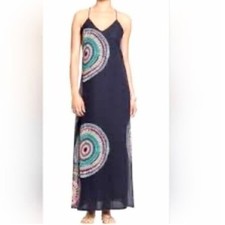 Old Navy Medallion Print Maxi Dress Women XS Blue