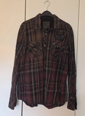 Affliction Clothing Hemd - 3XL (XXL) - Rot-Grau - US Import
