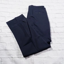 Dockers Classic Fit Navy Blue Pleated Cotton Khakis Chinos Mens Pants 38x30