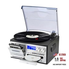 9 in 1 Record Player with 3-Speed Turntable, Bluetooth, CD Player, JR18-Black