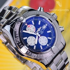 BREITLING SUPER AVENGER SS 48MM PRO III BEAUTIFUL BLUE DIAL MENS WATCH A13371