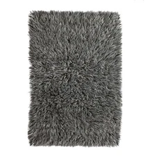 Linon Flokati Wool Rug Long Plush Pile 4’x6’ Grey