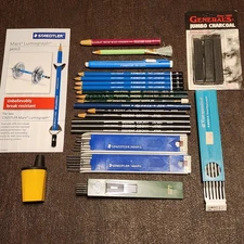 Mixed Lot Drawing Pencils & Leads - Staedtler Mars, Berol, Faber, Design, Ebony