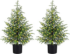Artificial Norfolk Pine Christmas Tree 3ft Pre-Lit with 50 LED Lights and 8