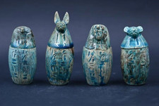 Authentic Ancient Egyptian Antiques Sons of Horus Stone Mini Jars Egyptian BC