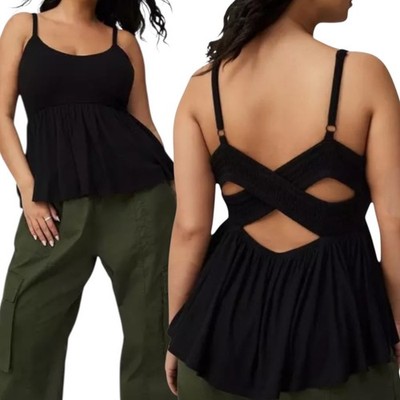 TORRID Smocked Criss-Cross Babydoll Top NWT Size 2X
