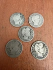 Lot Of 5 Barber Quarters