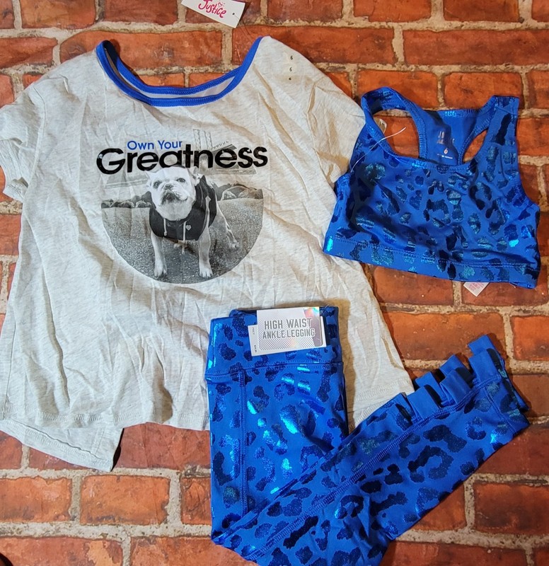 Justice Girls 3 Pc Athletic Set Sz 6 Nwt Nwot Puppy Greatness