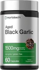 Aged Black Garlic 1500 mg  60 Capsules  Fermented Extract  by Horbaach
