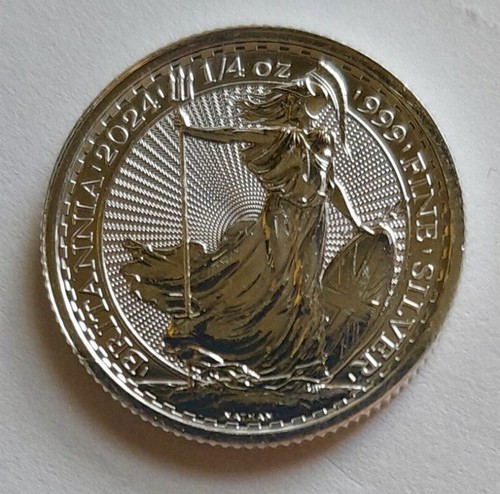 2024 Great Britain UK Britannia BU Unc MS 1/4 oz 0.999 50 Pence Silver Coin