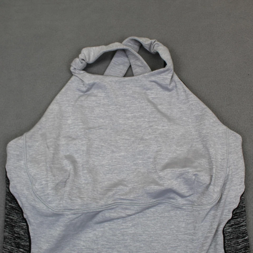 Lululemon Shirt Womens 12 Gray Black Halter Tank Top Built In Bra Athletic Yoga - Image 2 of 4