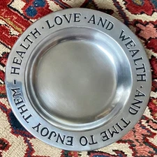 Wilton Armetale RWP Health Love And Wealth 9.25" Toast Plate Gift *VTG*EUC*