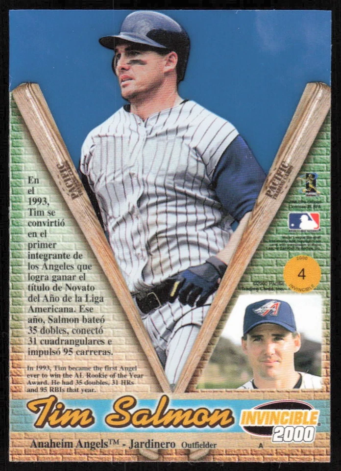 2000 Pacific Invincible #4 Tim Salmon - FREE SHIPPING - Image 2 of 2