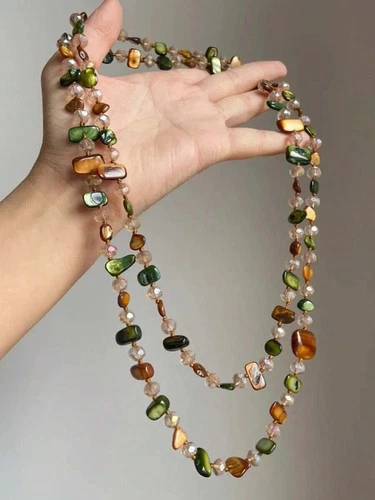 Boho Shell Necklace Double Layer Beaded Beach Jewelry Women Vintage - product listing photo