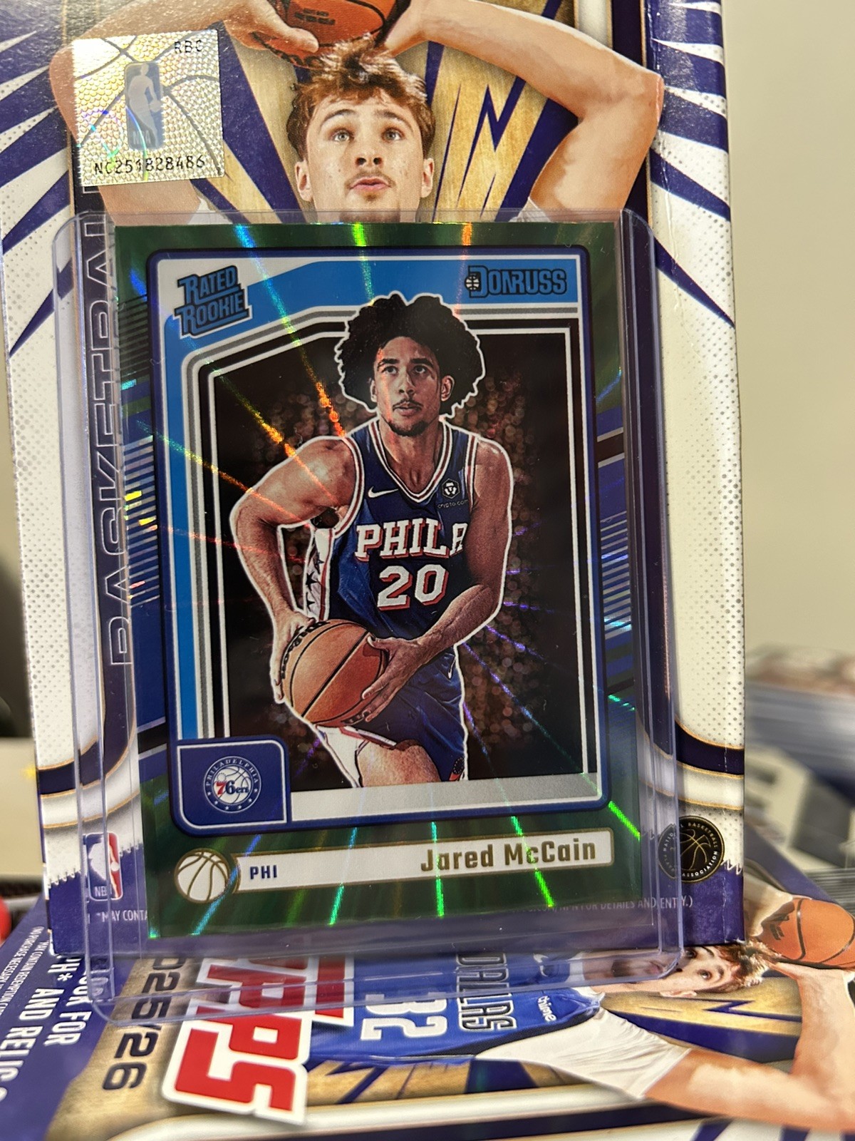 Jared McCain Rookie #228 2024-25 Panini Donruss Holo Green Laser 76ers RC SP