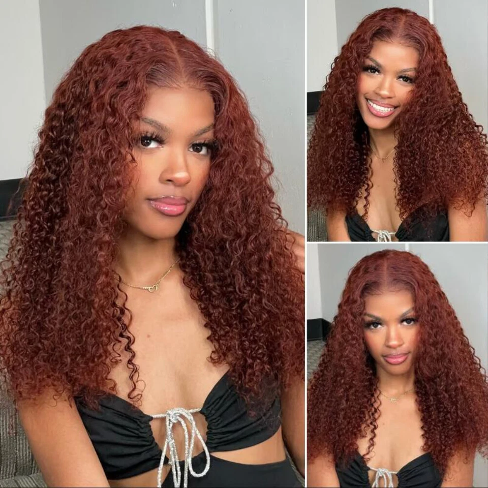 UNICE Paquetes Rizados Indios Marrón Rojizo con Cierre de Encaje Trama Tejido Cabello Humano Foto 3 de 4