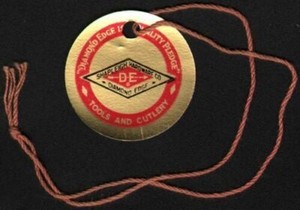 Vintage tag SHAPLEIGH HARDWARE CO Diamond Edge DE tools cutlery unused n-mint