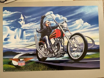 EASY RIDERS BY DAVID MANN IN A CHOPPER,RARE LICENSED 1997 POSTER